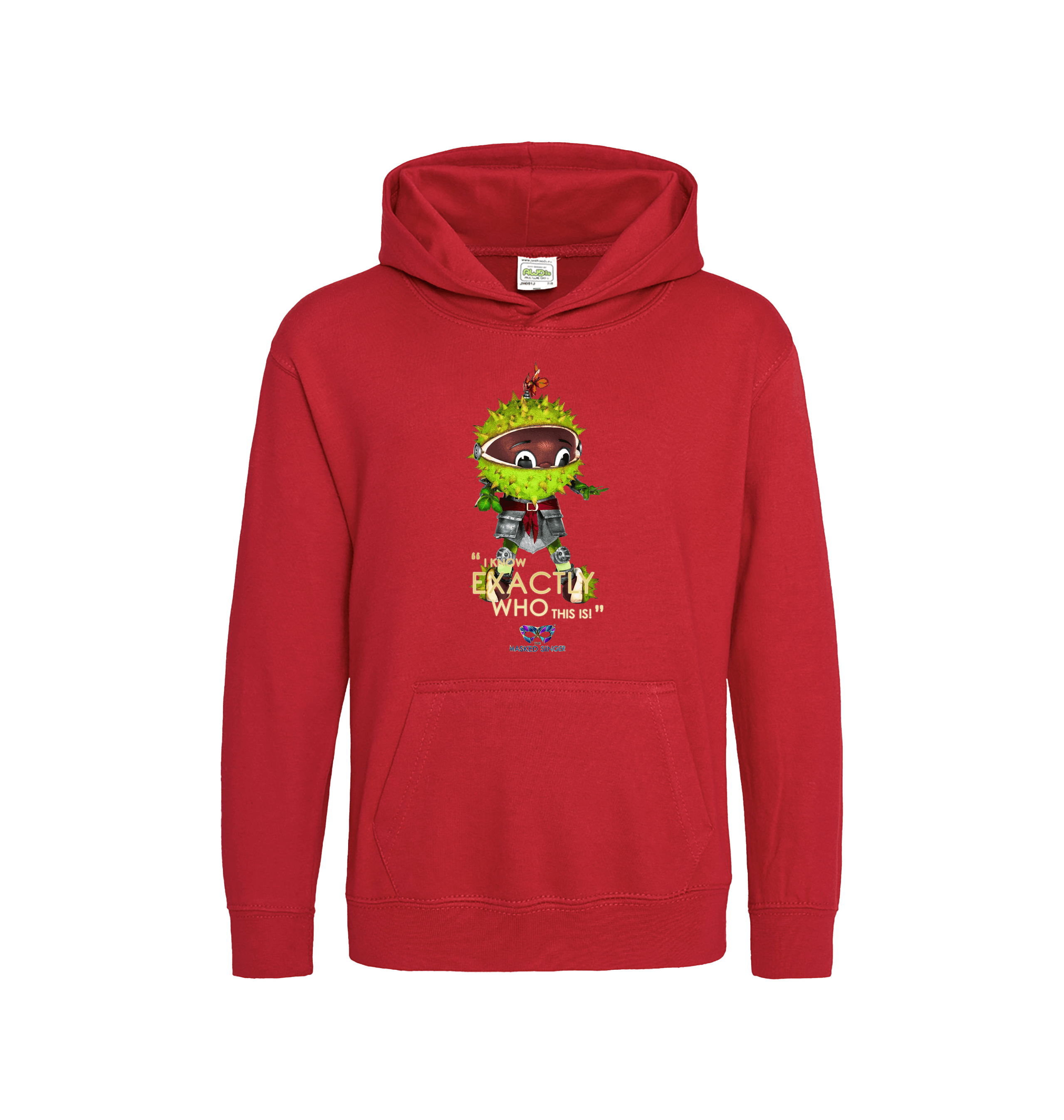 Fire Red Printed Kids Hoodie Front